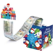 SLYNSHome Merry Christmas Money Box for Cash Gift Pull,2024 New Surprise Money Holder Cash Gift for Kids Adults,Fun Holiday Cash Box for Parents Kids Friends Lover (50Pcs Transparent Bag)